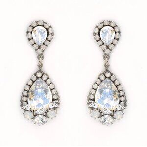 Haute Bride Fancy Teardrop Earrings, Moonlight Crystal, 1 5/8" long, NWT
